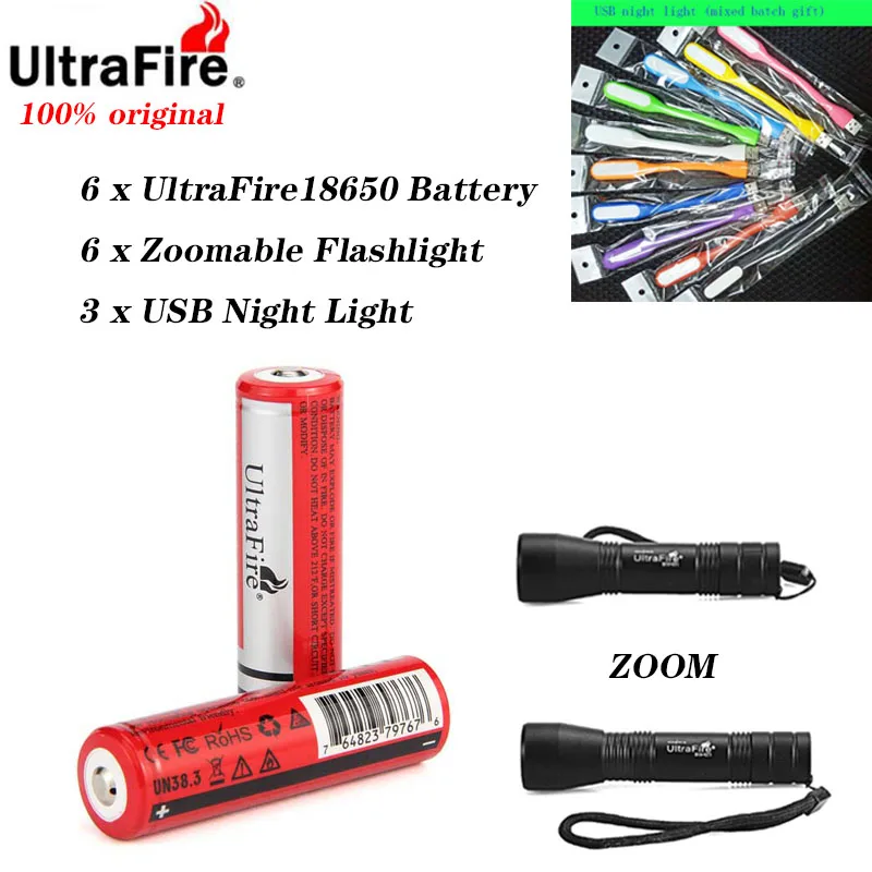 6 pieces per set Светодиодный фонарь UltraFire 18650 Батарея 2/4/6 шт MAX 3,7 V 2600 mAh18650 Перезаряжаемые литий Батарея для фонарь фонарик электронные игрушки - Цвет: 6 pieces per set