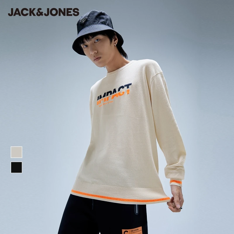 

JackJones Men's Sweater Male Contrasting Letter Embroidery Round Neckline Knit Sweater | 220424040
