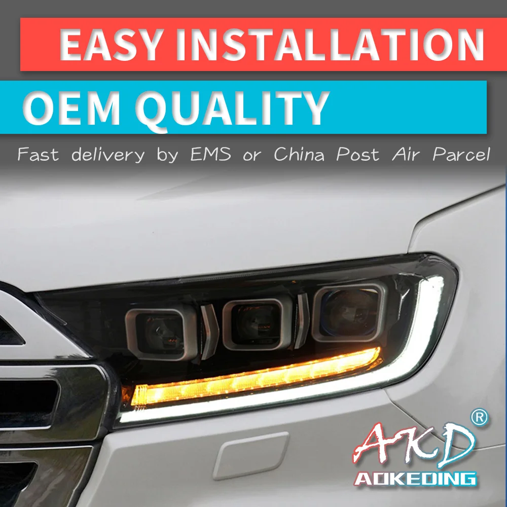 

AKD автостайлинг фары для Ford Ranger Everest ручная светодиодная фара DRL Передняя фара светодиодный проектор автомобильный