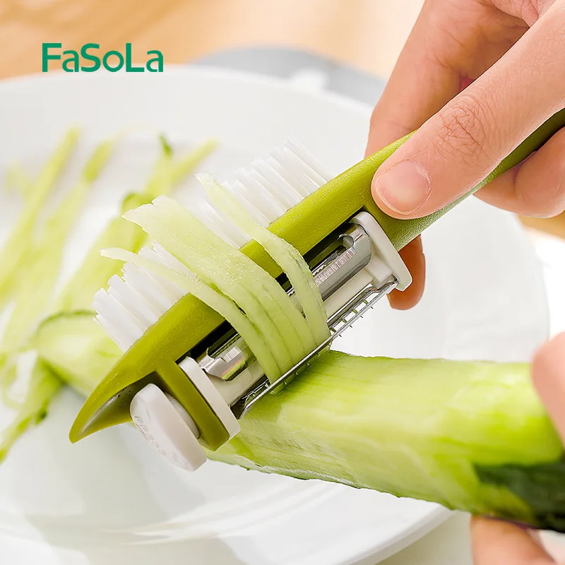 

Youpin Three In One Kitchen Fruit Peeler Home Multifunctional Plane Potato Apple Peeling Knife Peel Shaving Knife Brush