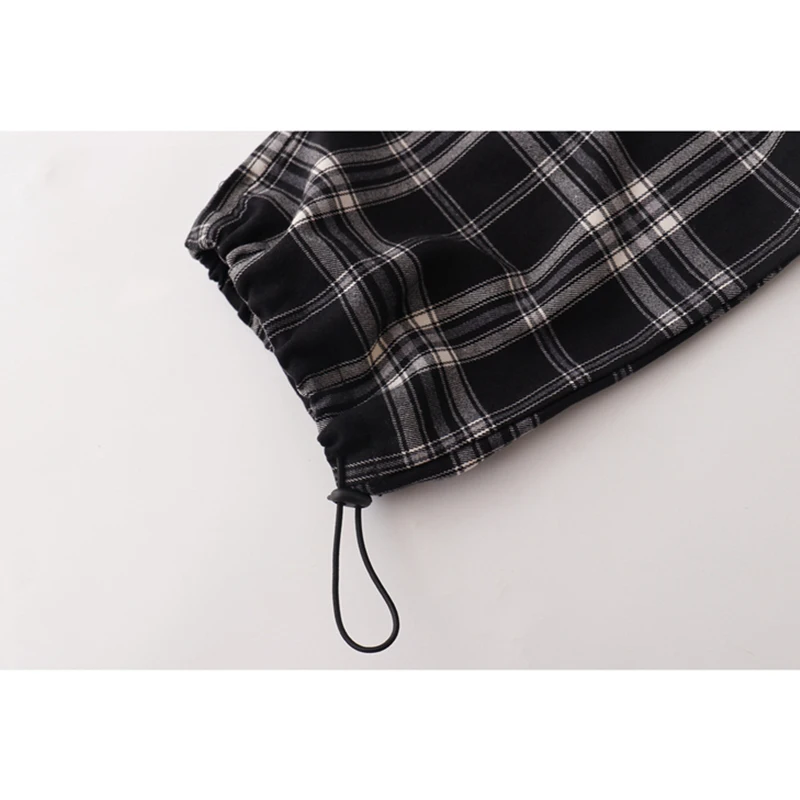 

Stylish Vintage Plaid Printed Wide Leg Pants 2021 Summer New Korean Style Casual Loose Drawstring High Waist Soft Trousers Mujer