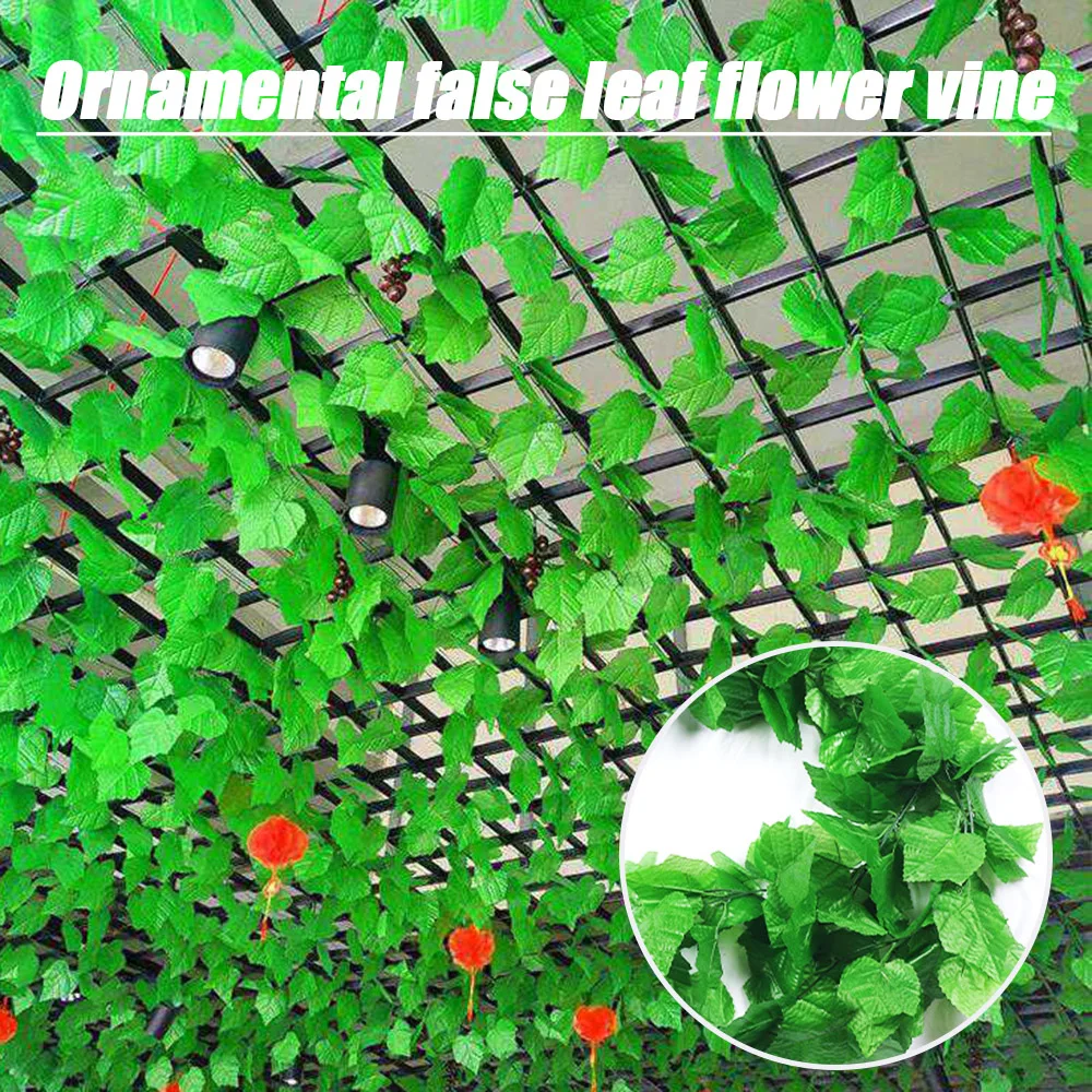 

230cm 2pcs Simulation Grape Vine Leaves DIY Garland Artificial Ivy Leaf Fake Green Plants Rattan For Garden Wedding Home Decor