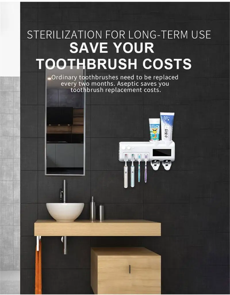 

Ultraviolet Toothbrush Sterilizer Intelligent Toothbrush Holder Home Bathroom Set Toothpaste Squeezers Dispenser Shelf