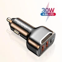 30w pd usb c car charger quick charge 4 0 3 0 qc4 0 qc3 0 phone charger type c fast charging for iphone 12 xiaomi huawei samsung