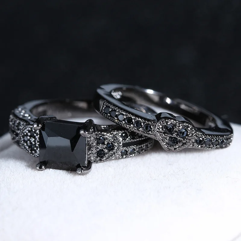 

14K black Gold 1.5 Carats obsidian Ring for Women Luxury Engagement Bizuteria Anillos Gemstone 14K Gold and Diamond Wedding Ring