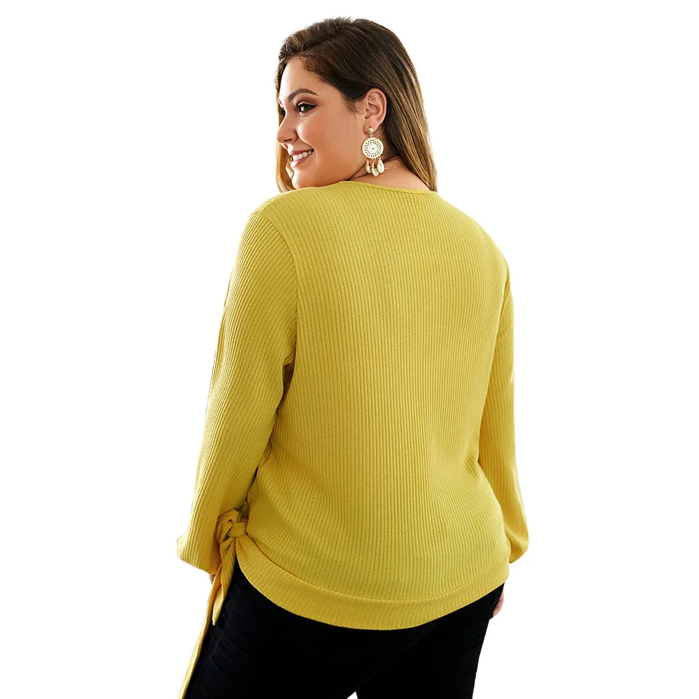 WHZHM женское платье свитер с пуговицами v образным вырезом бантом шнуровкой