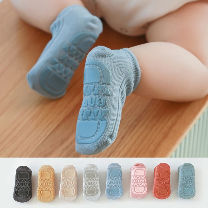 

Children Anti-slip Socks 0 to 5 Yrs Boy Girl Baby Low Cut Floor Kid Cotton Sock With Rubber Grips Four Season Fashion Breathable