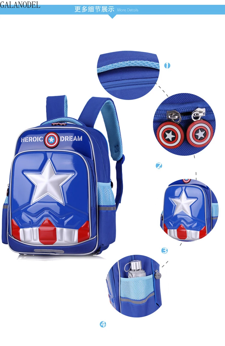 Детский рюкзак для путешествий с изображением Капитана Америки школьная сумка