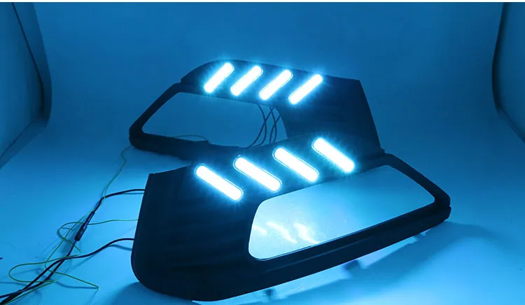 

eOsuns led drl daytime running light for MG 6 2010-2015 with Dynamic moving yellow turn signal and blue night running light