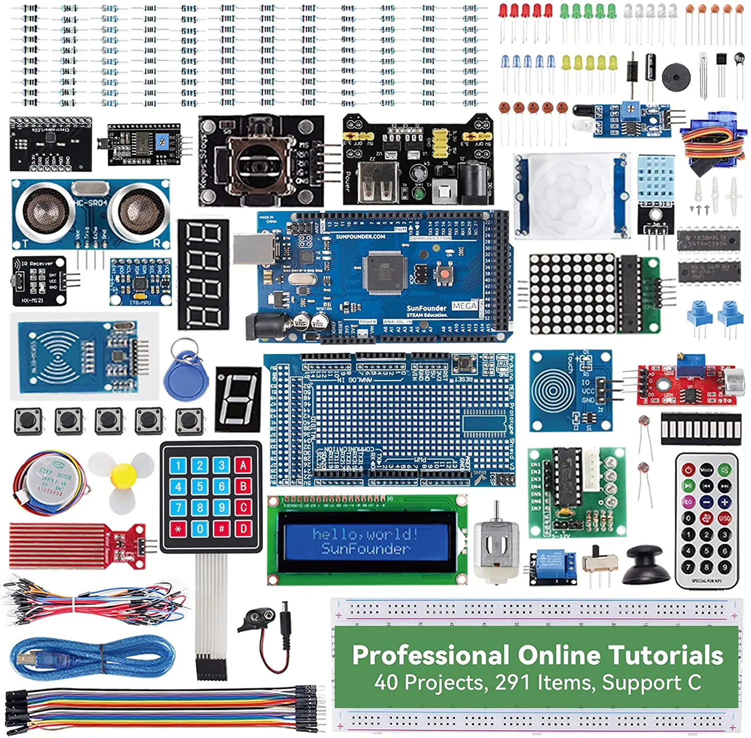 

SunFounder Mega2560 R3 Project The Most Complete Starter Kit Compatible with Arduino Mega 2560 Board,40 Tutorials Included