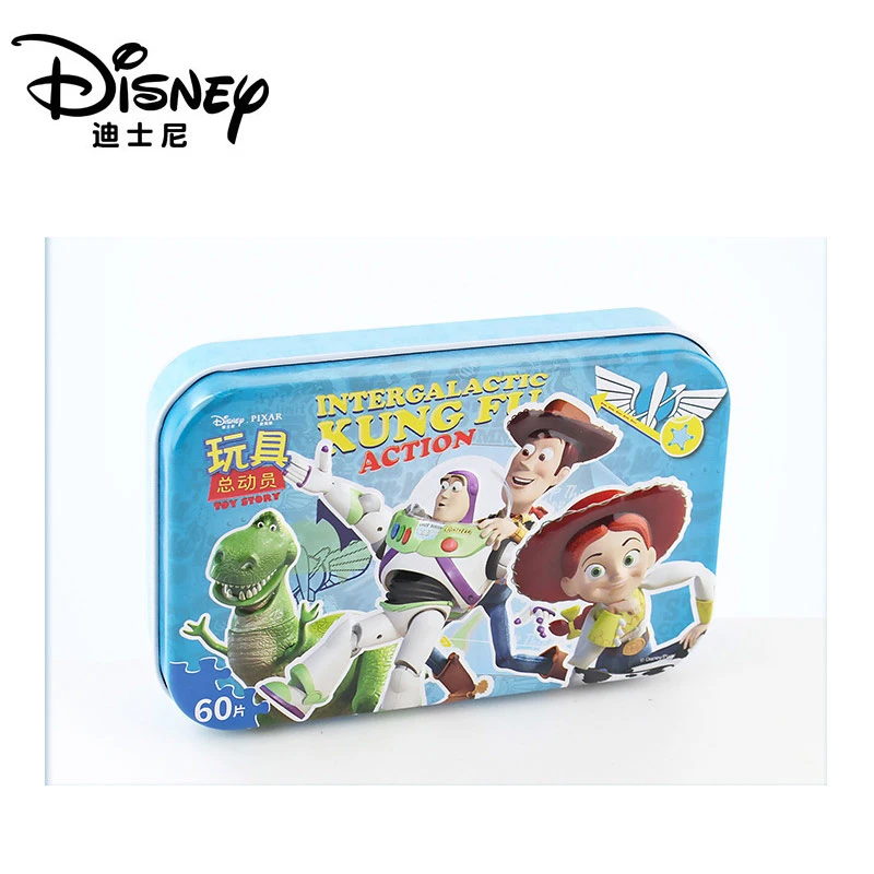 Toy Story 2267 Disney Подлинная Молния Mc королева и Снежная королева 60 штук деревянные наклейки Головоломка Детские игрушки 3D железная коробка игрушки для детей - Цвет: Toy Story 2267