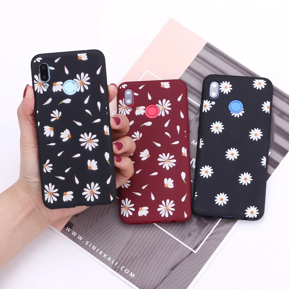 

For Huawei Honor Mate 10 20 Nova P20 P30 P Smart Daisy Sunflower Plant Cute Candy Silicone Phone Case Cover Capa Fundas