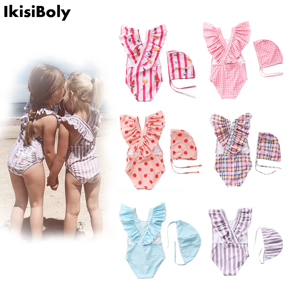 

Baby Beach Swimwear for Little Girls Newborn Striped Kawaii Ruffles Swimsuit Toddler Bikini Bathing Clothes 2pcs Set New Outfits