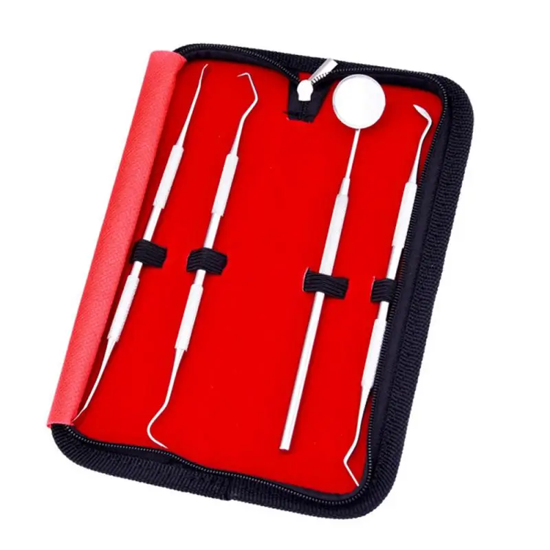 Набор инструментов 4 шт./компл. скребок для зубов из нержавеющей стали клетчатый