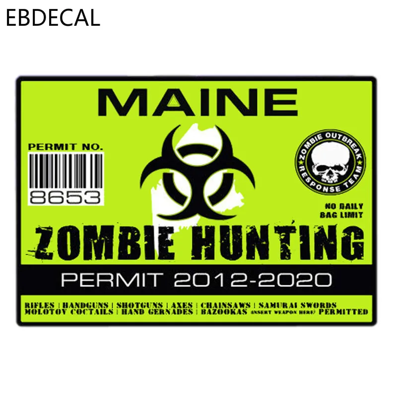 EBdecal Maine Zombie команда реагирования на вспышки для Авто/бампера/окна/настенные