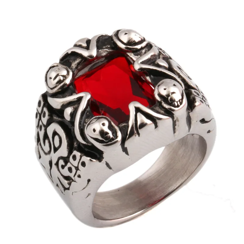 

European And American Fashion Retro Men's Ring Square Inlaid Crystal Titanium Steel Stainless Steel Ring For Men And Women