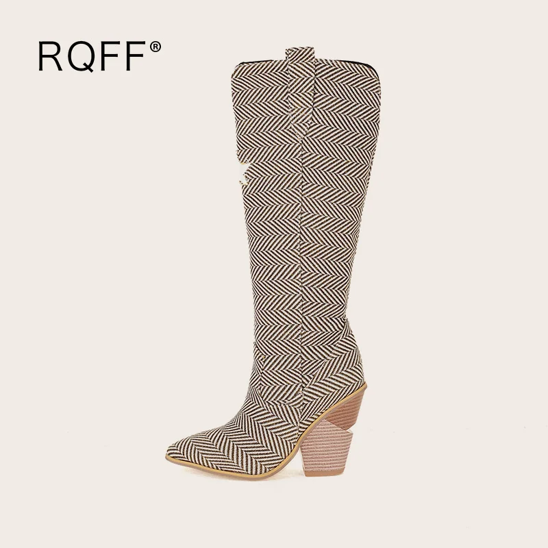 

Женские готические ботинки на молнии, до колена, с острым носком