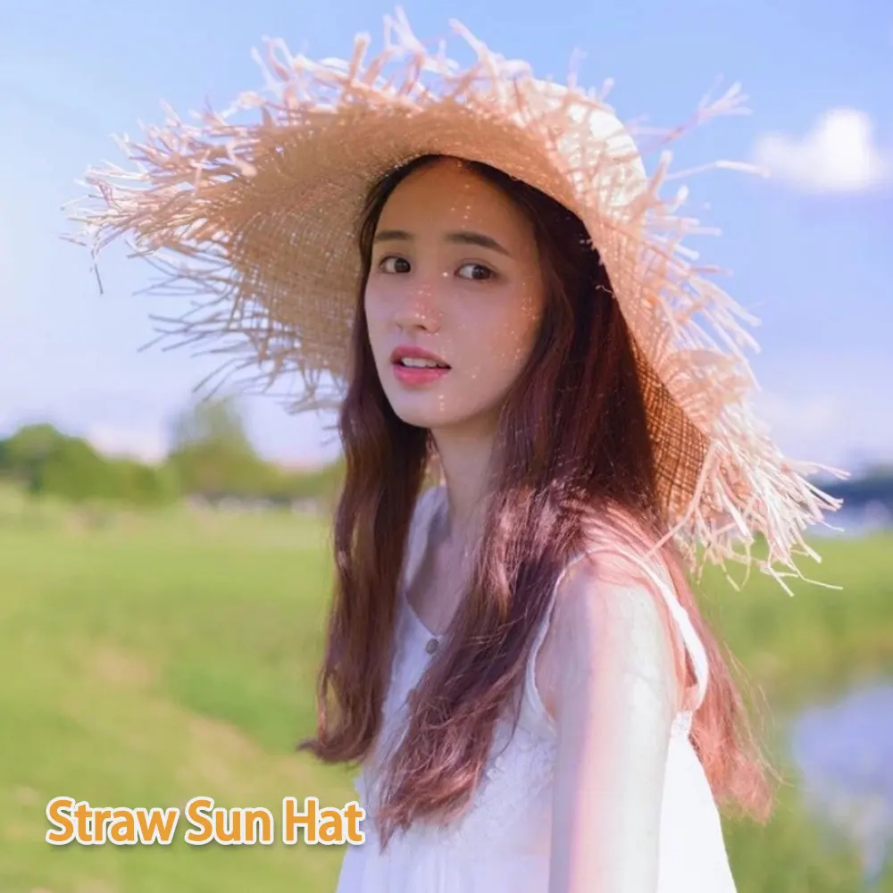 

Wide Brim Straw Hat Women Summer Beach Hat Casual UV Protect Travel Cap Ladies Natural Raffia Summer Holiday Panama Beach Caps