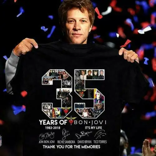 Ночная одежда 35 лет Bon Jovi футболка с надписью Thank you for the memories 35th anniversary Хлопковая