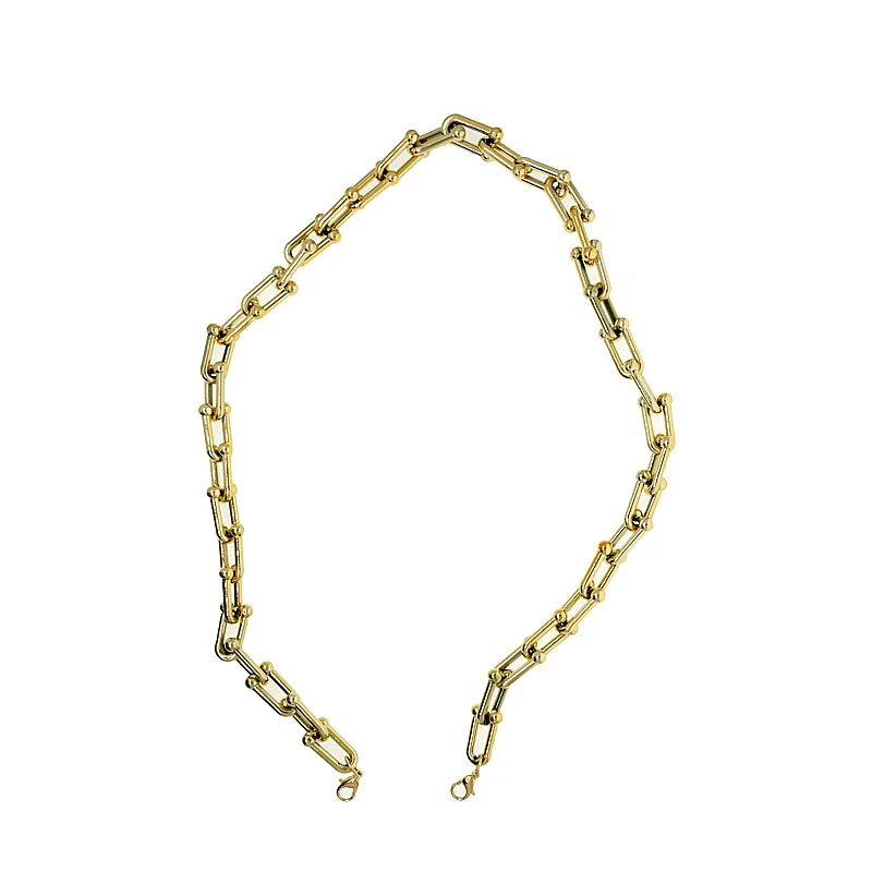 

Korea retro Gold Color Acrylic mask chain anti-lost fashion girl lanyard short necklace women