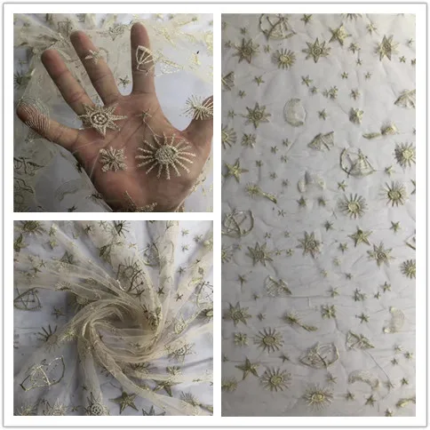 Вышитый тюль блестящая Одежда для девочек женское платье сетчатая ткань дня