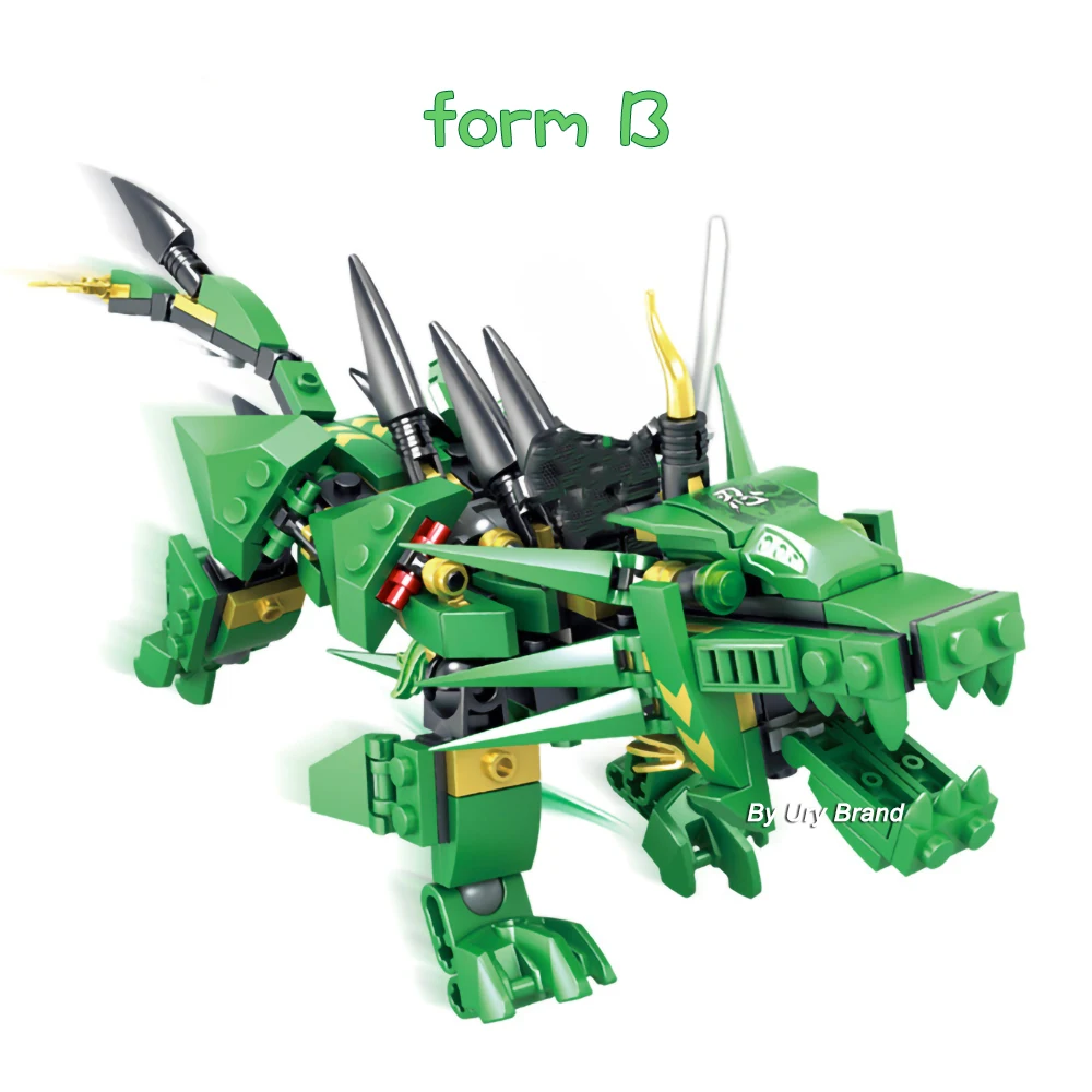 Набор строительных блоков серии ниндзя Lloyd's Green Dragon Fighting Mech Creator 2 в 1 развивающие