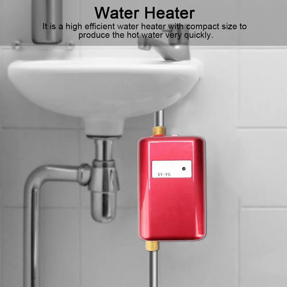 Красный Мини-подогреватель воды для ванной и кухни моющий Электрический