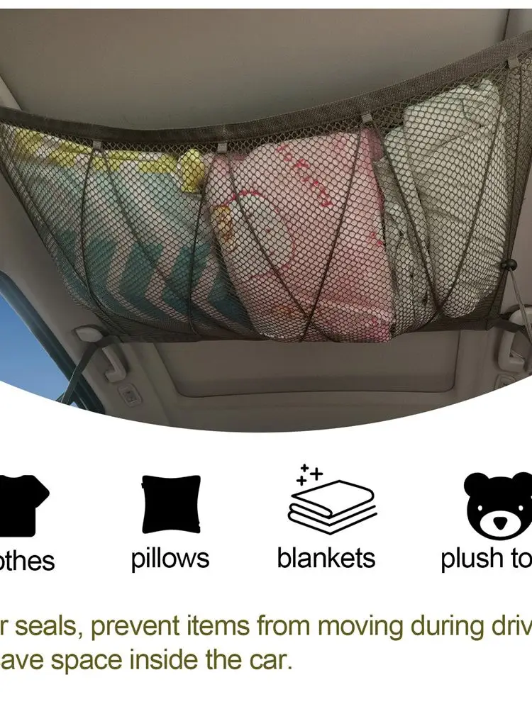 Portable In-Car Ceiling Storage Net Vehicle Pocket Roof Interior Cargo Bag Car Trunk Pouch |