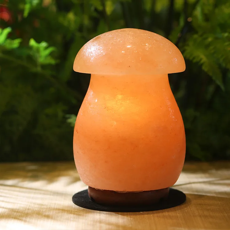 Натуральная настольная лампа из соляного камня с минеральными кристаллами для