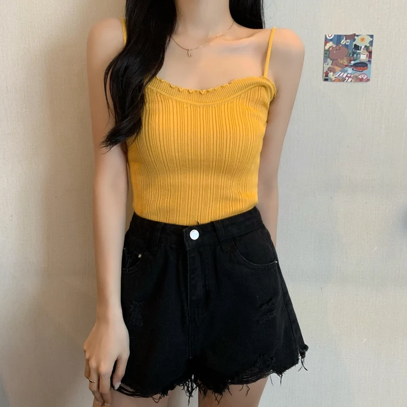 

Summer French Style Design Niche Small Sling Inner Wear Internet Celebrity Vest Women's Fashionable Sleeveless Ice Silk