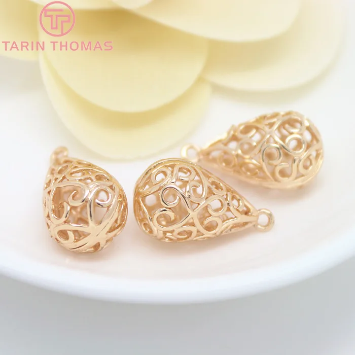 Латунные подвески в форме капли с покрытием 24 каратным золотом цвета шампанского