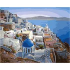 Безрамная искусственная картина по номерам, Настенный декор сделай сам, Картина на холсте для домашнего декора, 5065 см, Эгейское море