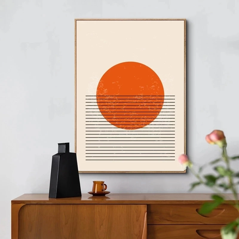 

Abstract Geometric Canvas Painting Modern Multi Colored Line Shapes Wall Art Poster Picture for Living Room Home Decor No Frame