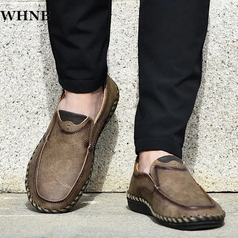 

WHNB Shoes Men Brand Fashion Casual Shoes Breathable Slip On Loafers Soft Driving Moccasins Plus Size 39-48
