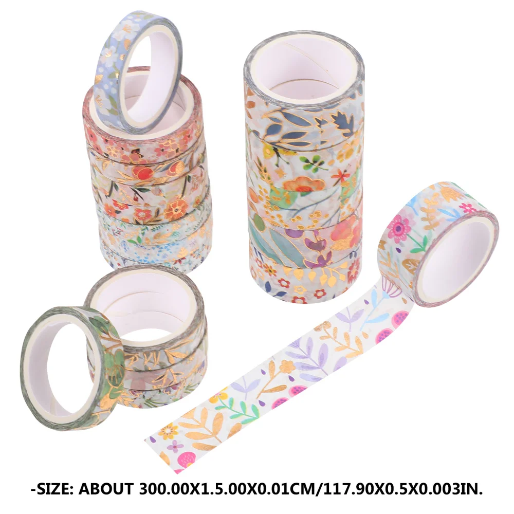 

18 Rolls Flower Washi Tapes HOT Stamping Decorative Masking Tapes Party Favors