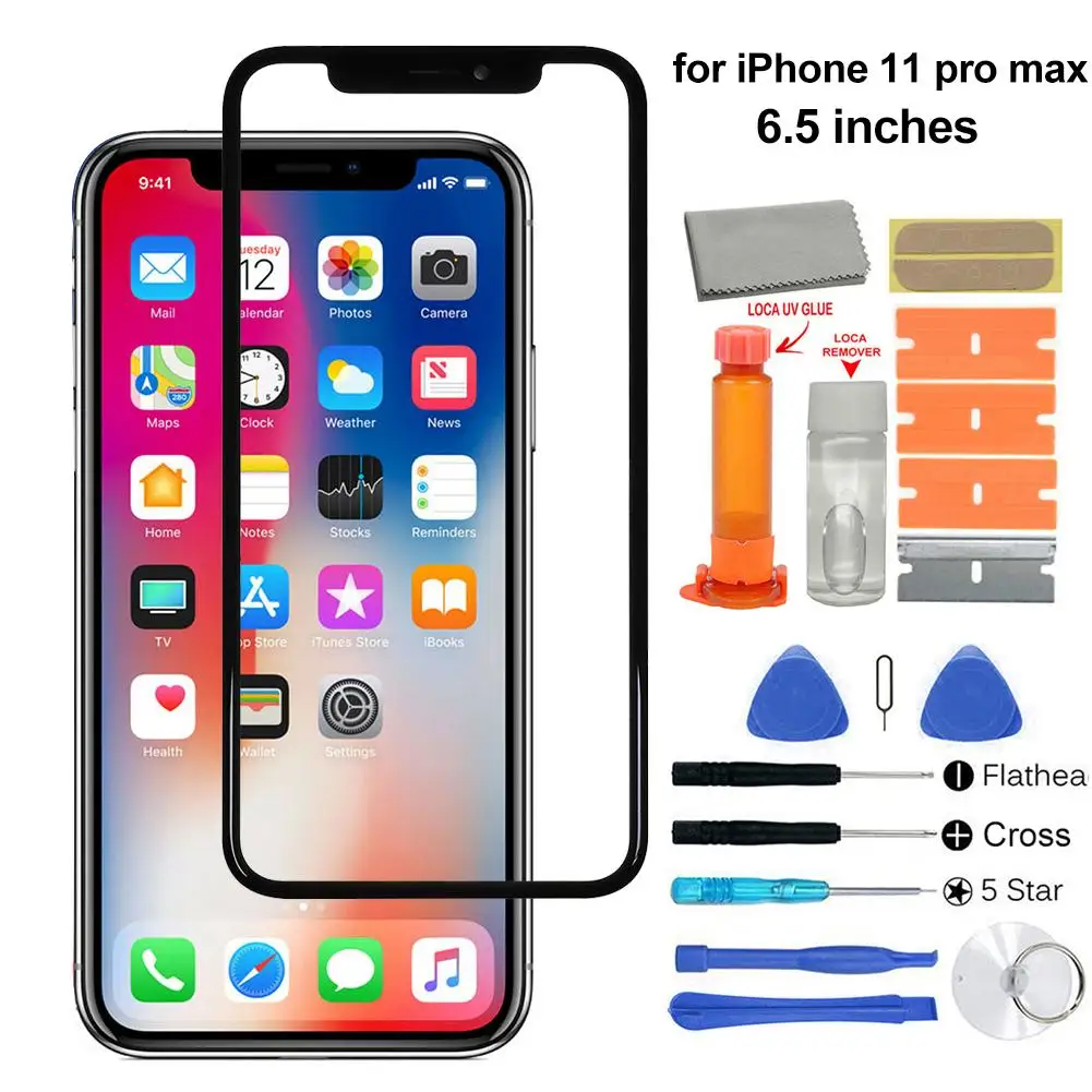 Мобильный телефон внешний передний стеклянный экран Замена комплект для iPhone 11 Pro