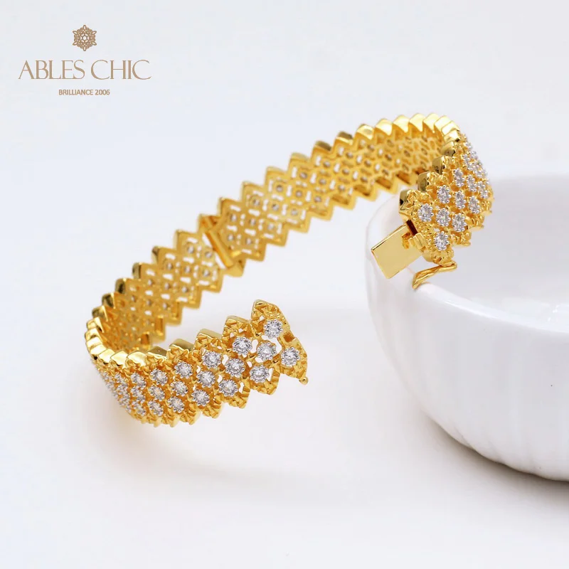 Шикарный браслет Ables из 18-каратного золота с кружевным цветком филигранный на