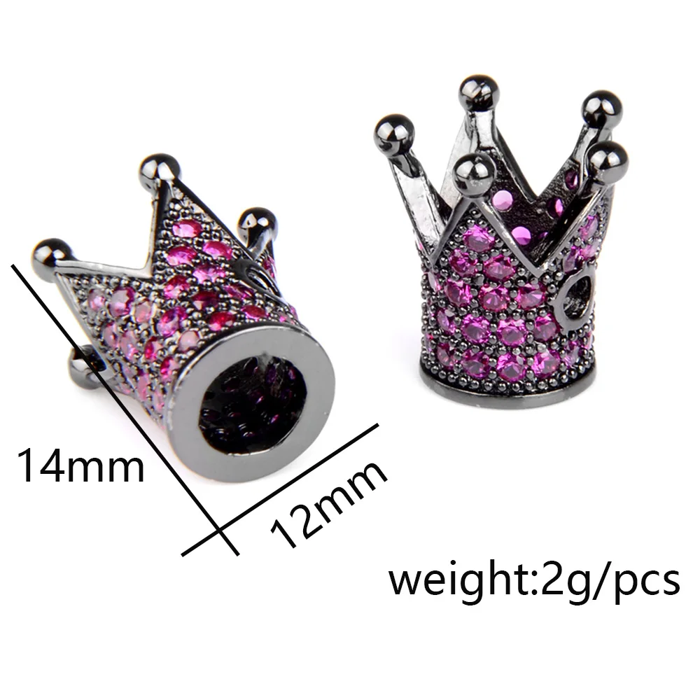 

5pcs/lot CZ Crown Beads DIY Copper Metal Luxury Micro Cubic Zirconia Pave Crown Beads For Men Bracelet Making Jewelry