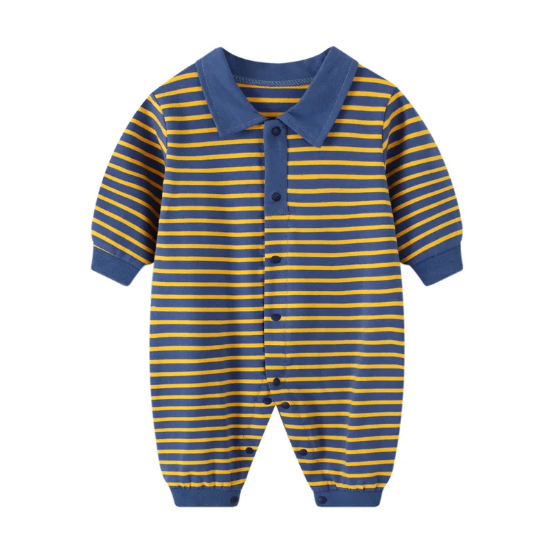 

Baby Romper Full Sleeve Boys Baby Clothing Cotton Striped Autumn Baby Boy Clothes Newborn Collar One-Pieces Roupas de bebe