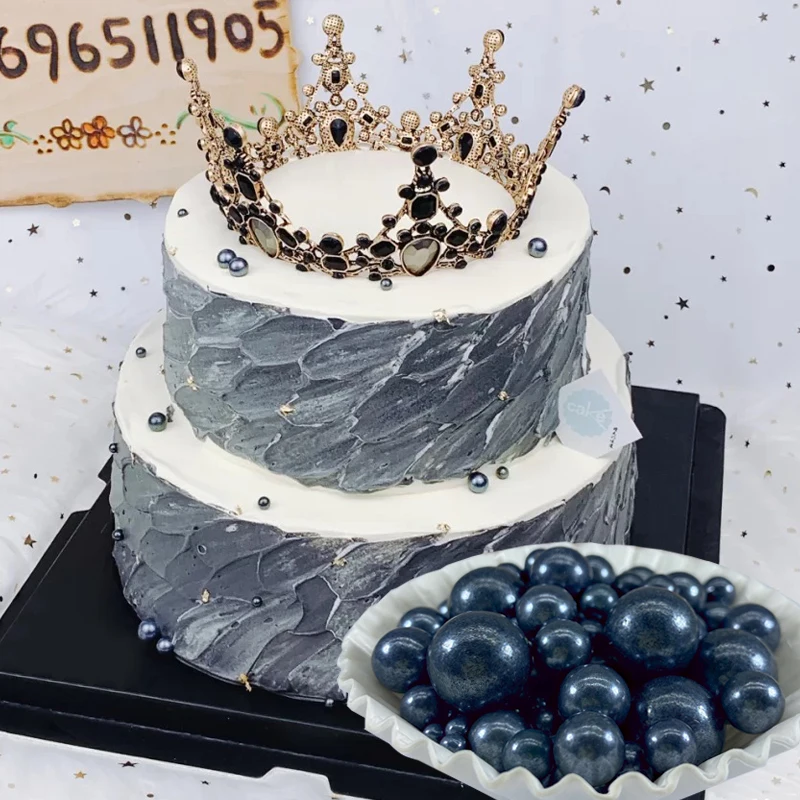 Съедобные черные бусины 15 г жемчужные сахарные шарики конфеты Золотые украшения