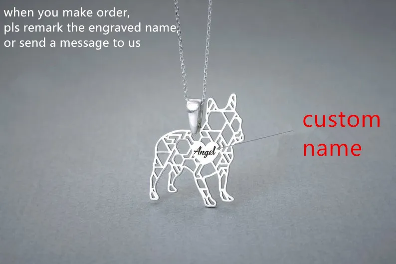 Персонализированное ожерелье с французским бульдогом и именем собаки