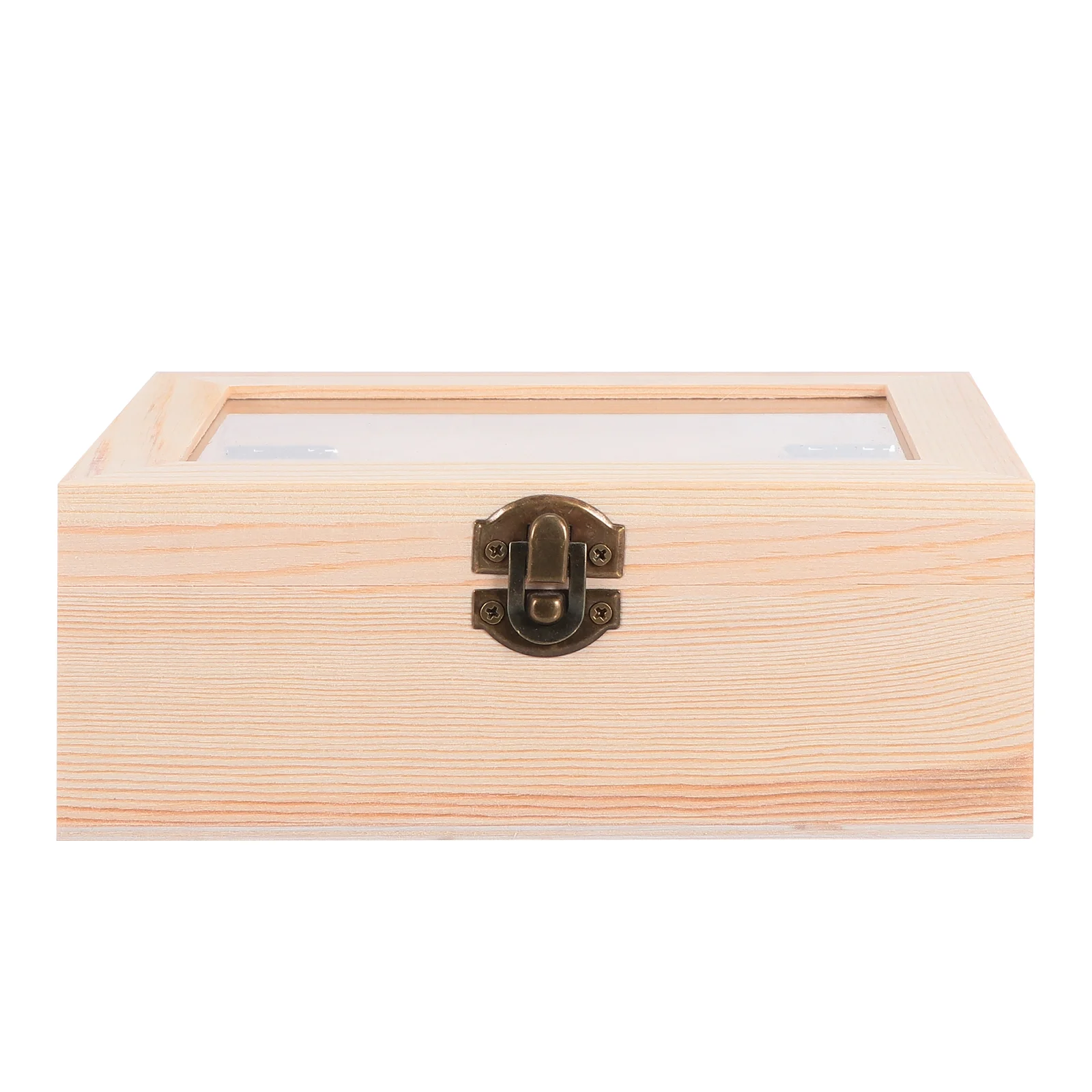 

1pc Desktop Jewelry Container Dust-proof Box Window Jewelry Wooden Box for Home