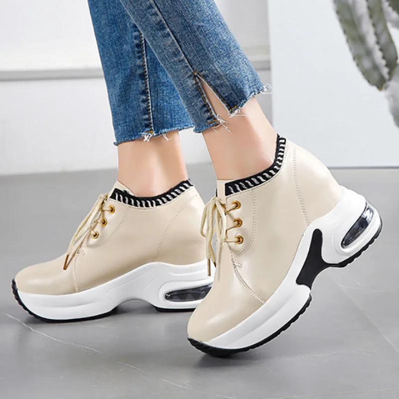 

Кроссовки женские на толстой вулканизированной подошве, спортивная модная уличная обувь, белые, черные, коричневые