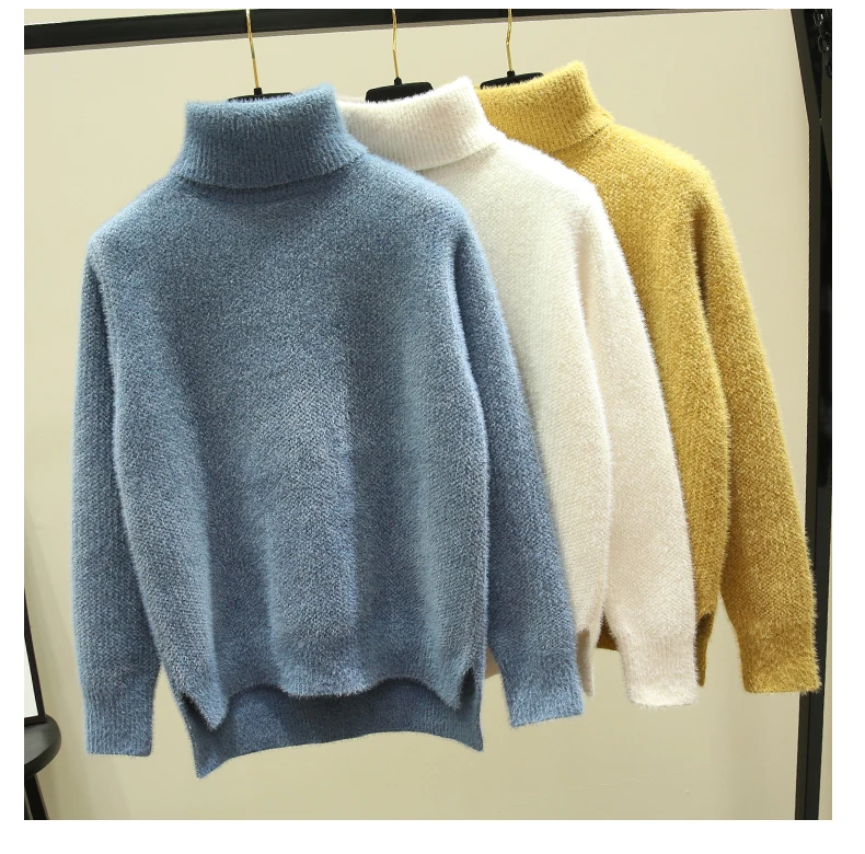 

Autumn and winter new high neck ladies sweaters are very fairy waterproof mink knit top Korean fashion bottoming shirt