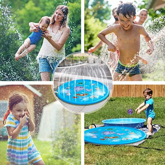

100/170cm Children Play Water Mat Outdoor Game Toy Lawn For Children Summer Pool Kids Games Fun Spray Water Cushion Mat Toys