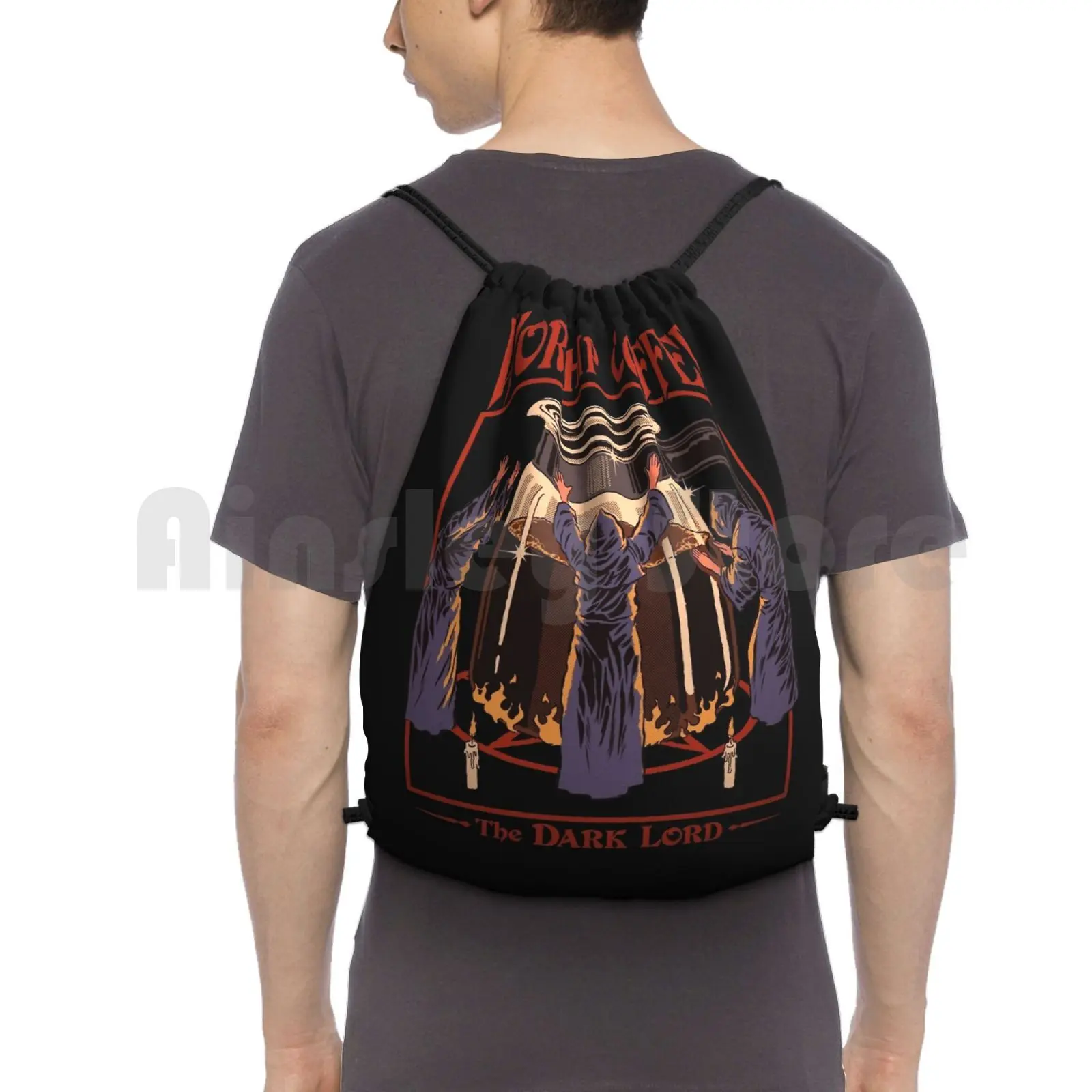 Worship Coffee Backpack Drawstring Bag Riding Climbing Gym Bag  80S 70S Addict Horror Cult Movie Occult Lovecoffee Vintage