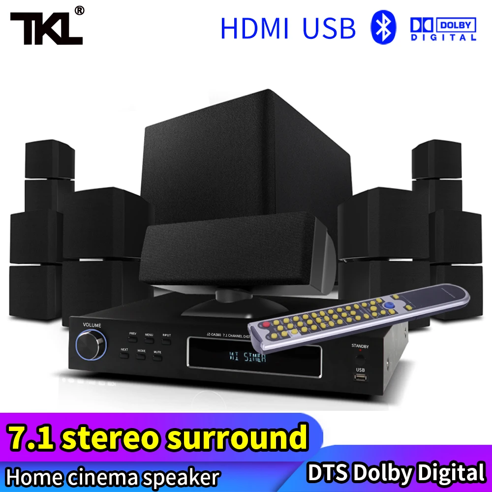 Система домашнего кинотеатра TKL 7 1 с USB Bluetooth Профессиональный сабвуфер объемным