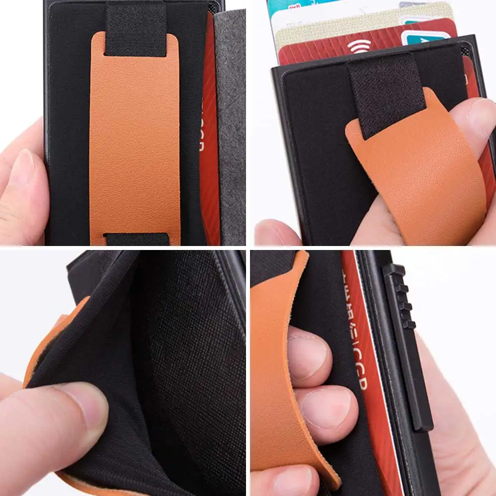 RFID смарт-кошелек держатель кредитной карты металлический тонкий мужской кошелек пройти секретный всплывающий минималистичный кошелек маленький черный кошелек