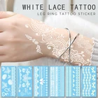 Водостойкая Временная белая кружевная тату-наклейка Hannah, модная тату-наклейка с бантом, браслетом, тату-наклейка, свадебная тату-наклейка для невесты