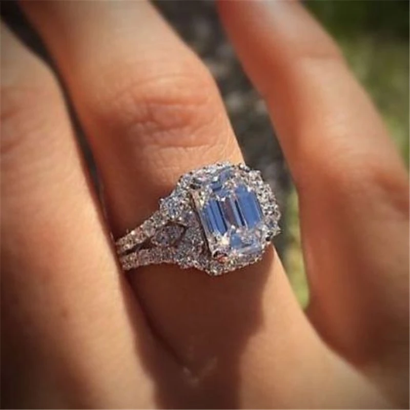 

14K White Gold color Natural Moissanite Ring for Women Fine Anillos De Wedding Bizuteria Bijoux Femme Jewellery Gemstone Rings